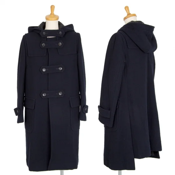 コムコム コムデギャルソンCOMME des GARCONS ウールストラップ留め裏キルティング中綿ダッフルコート 紺S K-100938_001