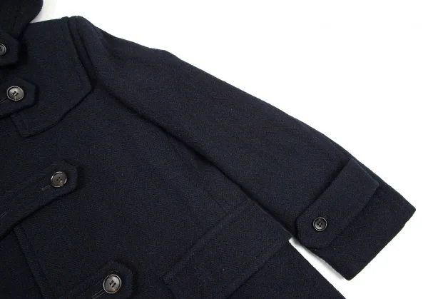 コムコム コムデギャルソンCOMME des GARCONS ウールストラップ留め裏キルティング中綿ダッフルコート 紺S K-100938_005