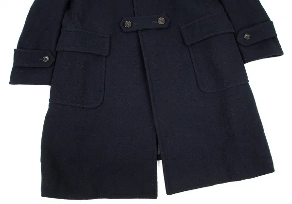 コムコム コムデギャルソンCOMME des GARCONS ウールストラップ留め裏キルティング中綿ダッフルコート 紺S K-100938_008