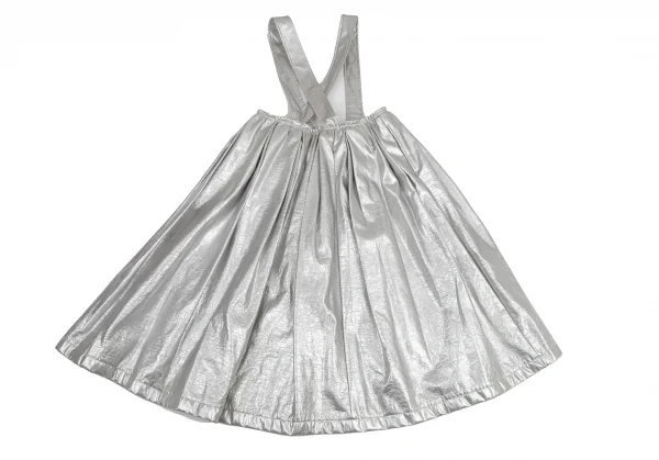 コムデギャルソンCOMME des GARCONS フェイクレザーメタリック吊りスカート シルバーS K-100944_011