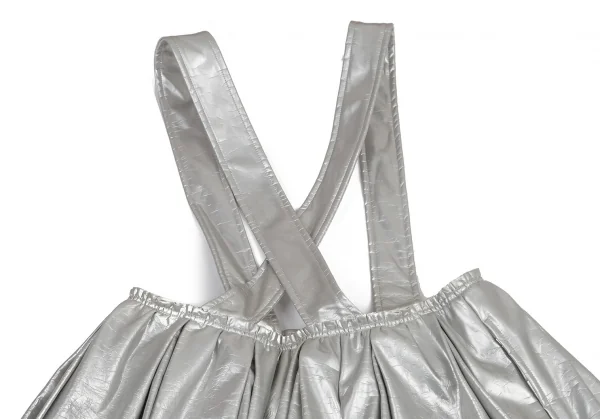 コムデギャルソンCOMME des GARCONS フェイクレザーメタリック吊りスカート シルバーS K-100944_012