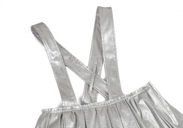 コムデギャルソンCOMME des GARCONS フェイクレザーメタリック吊りスカート シルバーS K-100944_003