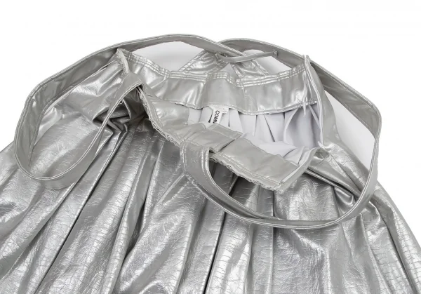 コムデギャルソンCOMME des GARCONS フェイクレザーメタリック吊りスカート シルバーS K-100944_004