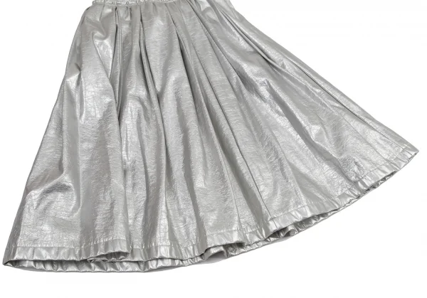 コムデギャルソンCOMME des GARCONS フェイクレザーメタリック吊りスカート シルバーS K-100944_007
