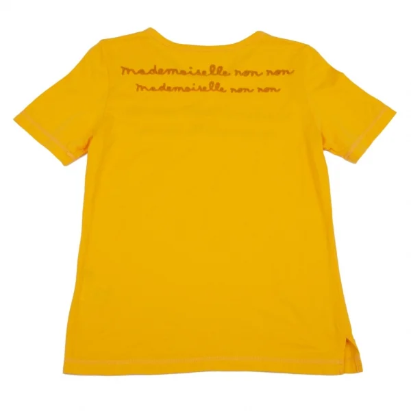 マドモアゼルノンノンMademoiselle NON NON ロゴチェーンステッチ刺繍Tシャツ 黄色38M K-100983_010