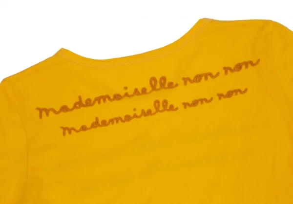マドモアゼルノンノンMademoiselle NON NON ロゴチェーンステッチ刺繍Tシャツ 黄色38M K-100983_011