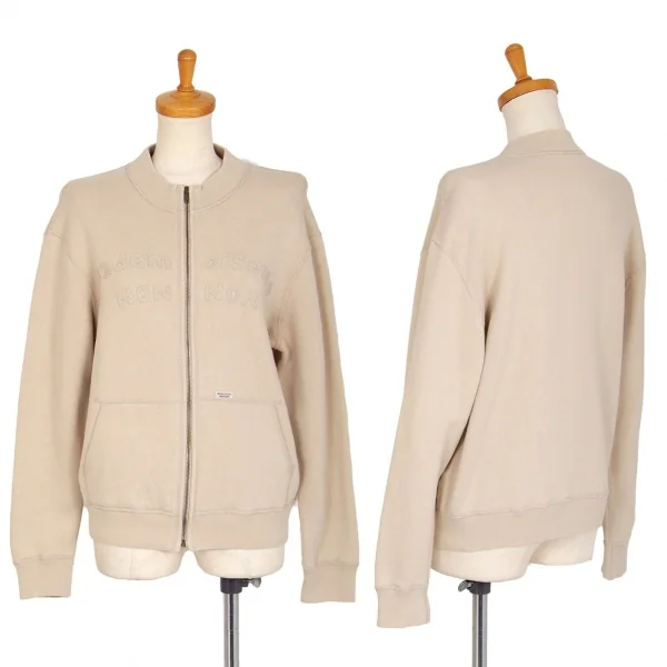 マドモアゼルノンノンMademoiselle NON NON コットンロゴワッペンステッチデザインジップアップスウェット ベージュM位 K-101005_001