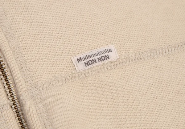マドモアゼルノンノンMademoiselle NON NON コットンロゴワッペンステッチデザインジップアップスウェット ベージュM位 K-101005_010