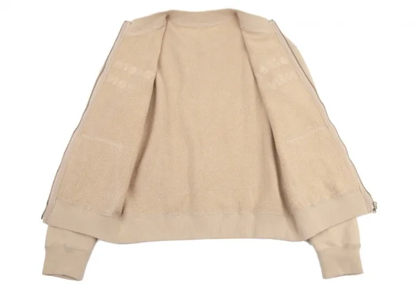 マドモアゼルノンノンMademoiselle NON NON コットンロゴワッペンステッチデザインジップアップスウェット ベージュM位 K-101005_012
