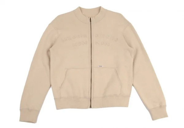 マドモアゼルノンノンMademoiselle NON NON コットンロゴワッペンステッチデザインジップアップスウェット ベージュM位 K-101005_002