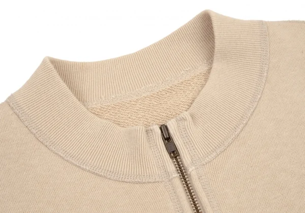 マドモアゼルノンノンMademoiselle NON NON コットンロゴワッペンステッチデザインジップアップスウェット ベージュM位 K-101005_004