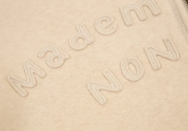 マドモアゼルノンノンMademoiselle NON NON コットンロゴワッペンステッチデザインジップアップスウェット ベージュM位 K-101005_006