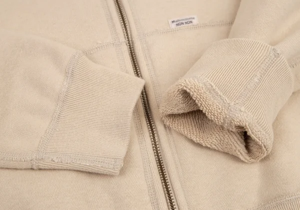 マドモアゼルノンノンMademoiselle NON NON コットンロゴワッペンステッチデザインジップアップスウェット ベージュM位 K-101005_008