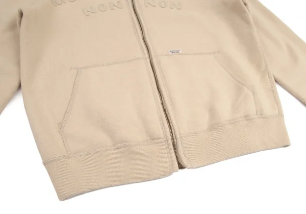 マドモアゼルノンノンMademoiselle NON NON コットンロゴワッペンステッチデザインジップアップスウェット ベージュM位 K-101005_009