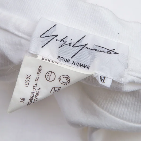 ヨウジヤマモト プールオムYohji Yamamoto POUR HOMMEロゴ刺繍コットンベーシックTシャツ 白M K-101029_014