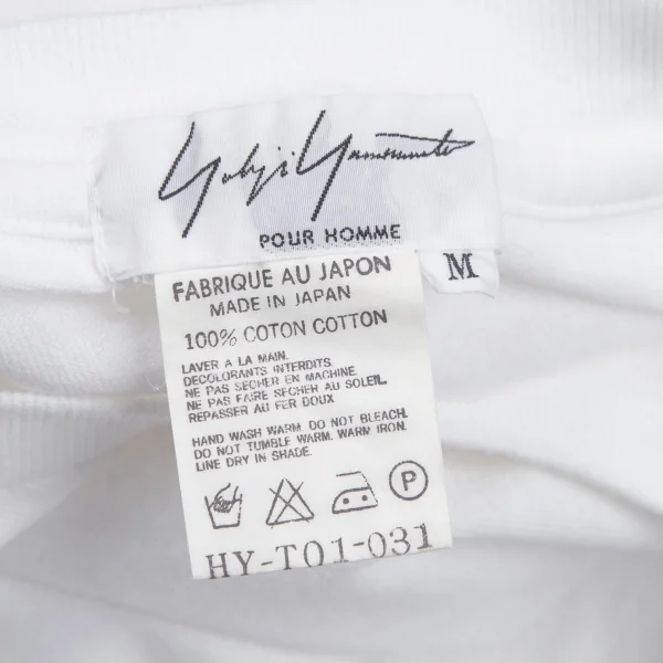 ヨウジヤマモト プールオムYohji Yamamoto POUR HOMMEロゴ刺繍コットンベーシックTシャツ 白M K-101030_016