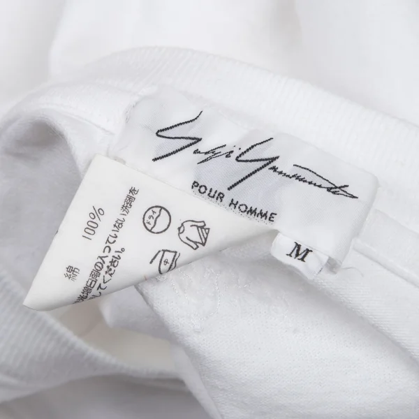 ヨウジヤマモト プールオムYohji Yamamoto POUR HOMMEロゴ刺繍コットンベーシックTシャツ 白M K-101030_017