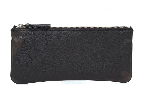 ユナイテッドアローズUNITED ARROWS カモフラフェイクレザージップポーチ 黒カーキ K-101043_002