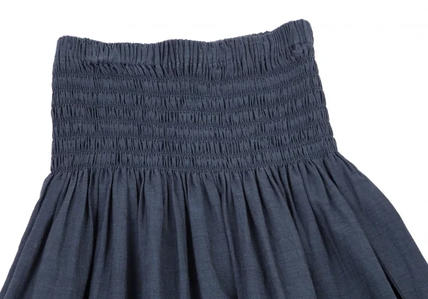 イッセイミヤケペルマネンテISSEY MIYAKEPERMANENTE 裾ボーダーテープハイウエストフレアスカート ネイビーM K-101065_003