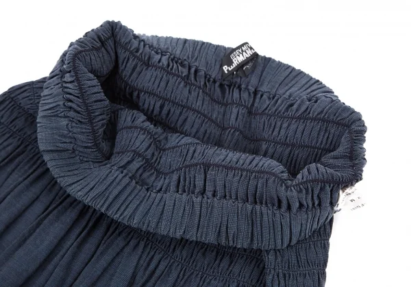 イッセイミヤケペルマネンテISSEY MIYAKEPERMANENTE 裾ボーダーテープハイウエストフレアスカート ネイビーM K-101065_004