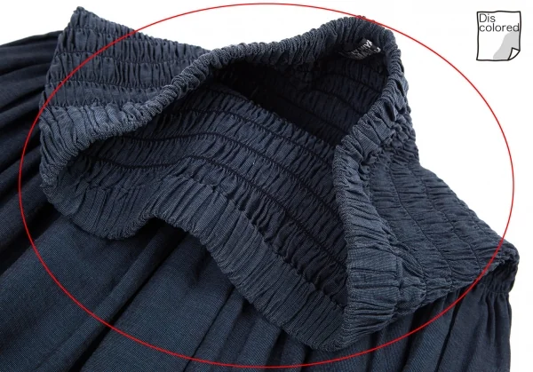 イッセイミヤケペルマネンテISSEY MIYAKEPERMANENTE 裾ボーダーテープハイウエストフレアスカート ネイビーM K-101065_005