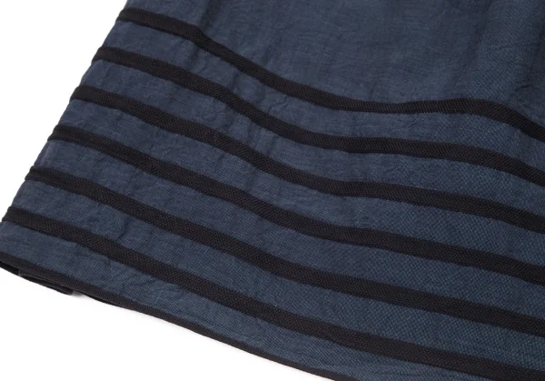 イッセイミヤケペルマネンテISSEY MIYAKEPERMANENTE 裾ボーダーテープハイウエストフレアスカート ネイビーM K-101065_007