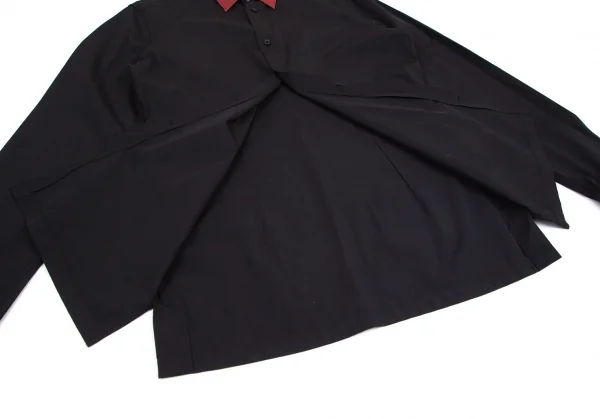 バレンシアガBALENCIAGA 襟チェック切替コットンシャツ 黒39 K-101111_010