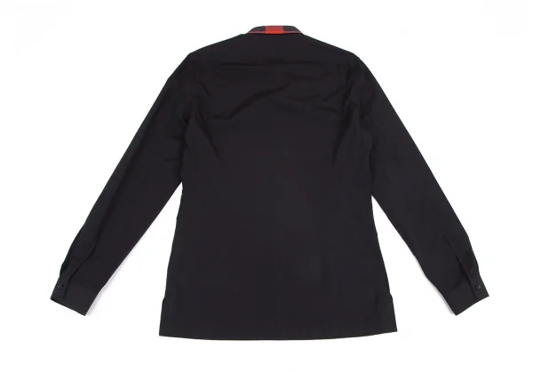バレンシアガBALENCIAGA 襟チェック切替コットンシャツ 黒39 K-101111_011
