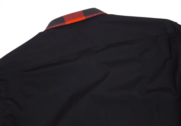 バレンシアガBALENCIAGA 襟チェック切替コットンシャツ 黒39 K-101111_012