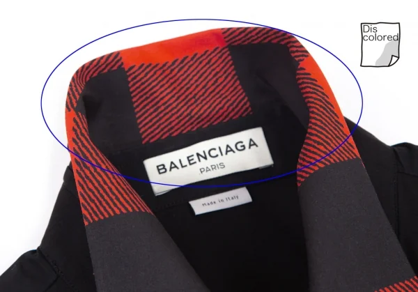 バレンシアガBALENCIAGA 襟チェック切替コットンシャツ 黒39 K-101111_004