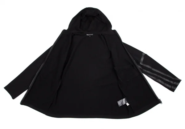 ワイスリーY-3 コットン袖3ラインリブ切替ダブルジップパーカー 黒S K-101113_014