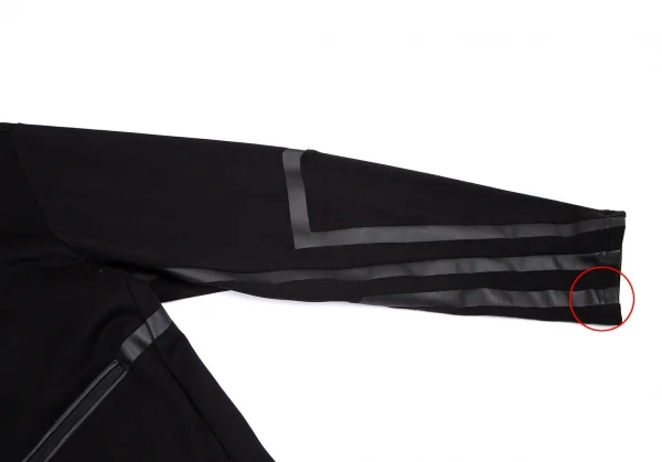ワイスリーY-3 コットン袖3ラインリブ切替ダブルジップパーカー 黒S K-101113_003