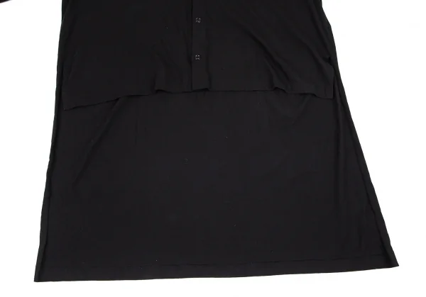 ヨウジヤマモト プールオムYohji Yamamoto POUR HOMME バックカウスカルプリントスタンドカラー天竺バックロングシャツ 黒3 K-101115_010