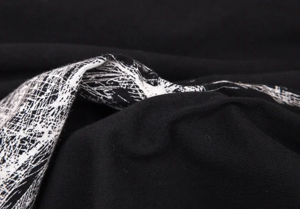 ヨウジヤマモト プールオムYohji Yamamoto POUR HOMME バックカウスカルプリントスタンドカラー天竺バックロングシャツ 黒3 K-101115_013