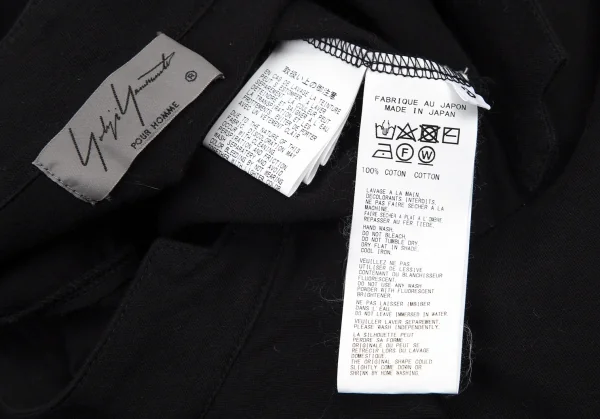 ヨウジヤマモト プールオムYohji Yamamoto POUR HOMME バックカウスカルプリントスタンドカラー天竺バックロングシャツ 黒3 K-101115_014