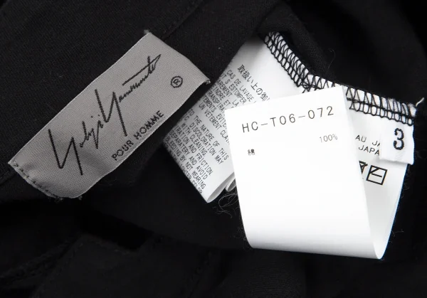 ヨウジヤマモト プールオムYohji Yamamoto POUR HOMME バックカウスカルプリントスタンドカラー天竺バックロングシャツ 黒3 K-101115_015