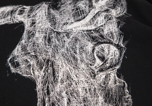 ヨウジヤマモト プールオムYohji Yamamoto POUR HOMME バックカウスカルプリントスタンドカラー天竺バックロングシャツ 黒3 K-101115_004