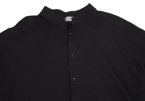 ヨウジヤマモト プールオムYohji Yamamoto POUR HOMME バックカウスカルプリントスタンドカラー天竺バックロングシャツ 黒3 K-101115_006