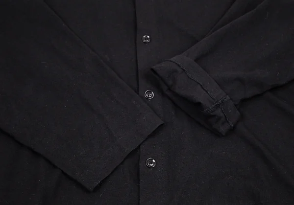 ヨウジヤマモト プールオムYohji Yamamoto POUR HOMME バックカウスカルプリントスタンドカラー天竺バックロングシャツ 黒3 K-101115_009