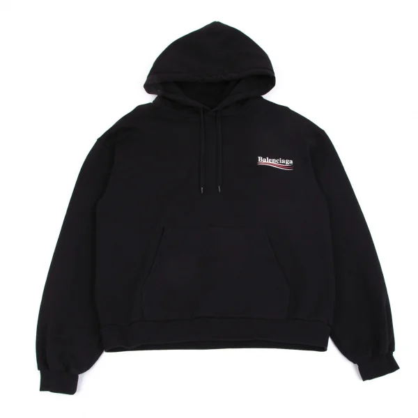 バレンシアガBALENCIAGA キャンペーンロゴプルオーバーパーカー 黒L K-101117_001