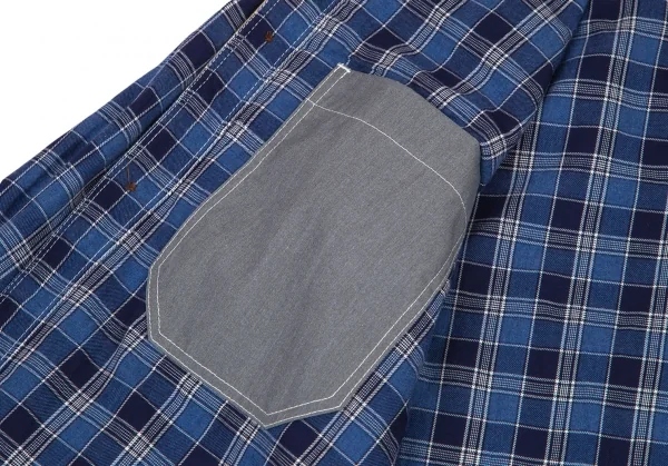 ジュンヤワタナベマン コムデギャルソンJUNYA WATANABE MAN COMME des GARCONS ヨーク異素材切替エルボーパッチチェックシャツ 青黄他L K-101124_010
