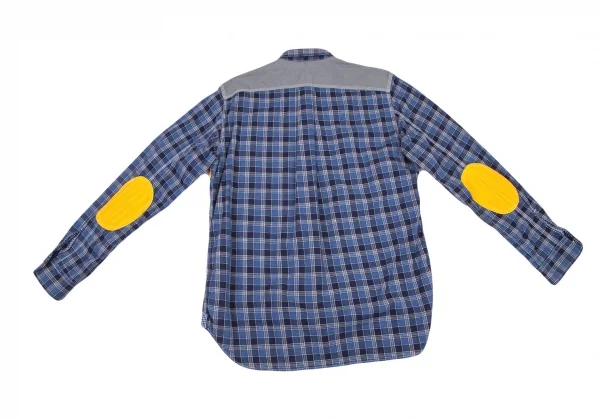 ジュンヤワタナベマン コムデギャルソンJUNYA WATANABE MAN COMME des GARCONS ヨーク異素材切替エルボーパッチチェックシャツ 青黄他L K-101124_011