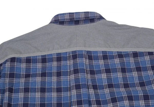 ジュンヤワタナベマン コムデギャルソンJUNYA WATANABE MAN COMME des GARCONS ヨーク異素材切替エルボーパッチチェックシャツ 青黄他L K-101124_012
