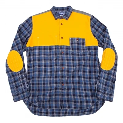 ジュンヤワタナベマン コムデギャルソンJUNYA WATANABE MAN COMME des GARCONS ヨーク異素材切替エルボーパッチチェックシャツ