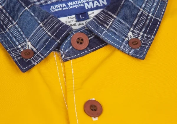 ジュンヤワタナベマン コムデギャルソンJUNYA WATANABE MAN COMME des GARCONS ヨーク異素材切替エルボーパッチチェックシャツ 青黄他L K-101124_003