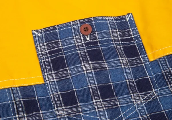 ジュンヤワタナベマン コムデギャルソンJUNYA WATANABE MAN COMME des GARCONS ヨーク異素材切替エルボーパッチチェックシャツ 青黄他L K-101124_004