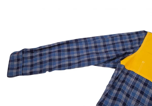ジュンヤワタナベマン コムデギャルソンJUNYA WATANABE MAN COMME des GARCONS ヨーク異素材切替エルボーパッチチェックシャツ 青黄他L K-101124_005