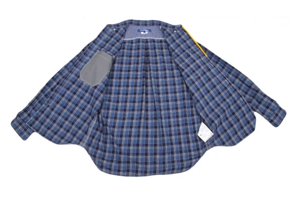 ジュンヤワタナベマン コムデギャルソンJUNYA WATANABE MAN COMME des GARCONS ヨーク異素材切替エルボーパッチチェックシャツ 青黄他L K-101124_009