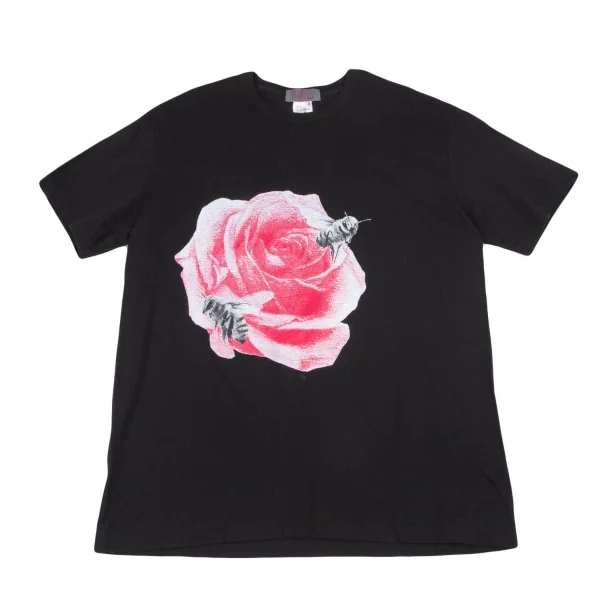ヨウジヤマモト ノアールYohji Yamamoto NOIR 内田すずめ 薔薇と蜂プリントTシャツ 黒3 K-101135_001