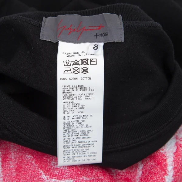ヨウジヤマモト ノアールYohji Yamamoto NOIR 内田すずめ 薔薇と蜂プリントTシャツ 黒3 K-101135_012